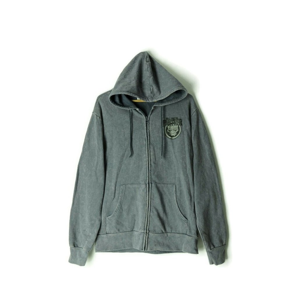 Marvel Black Panther men's hoodie full zip sweatshirt gray graphic print - Picture 1 of 10